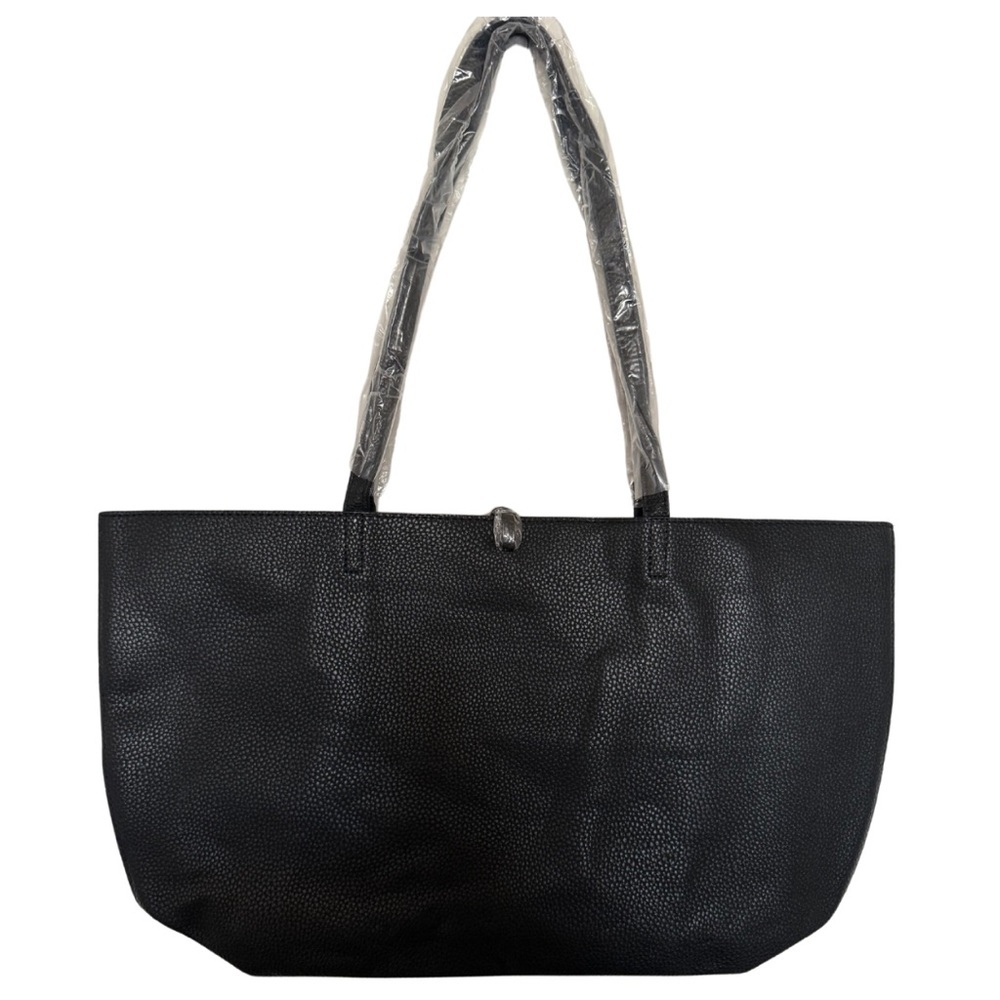 Badgley Mischka Decorative Chain Tote Bag Black Pebbled Vegan Leather - Picture 2 of 6